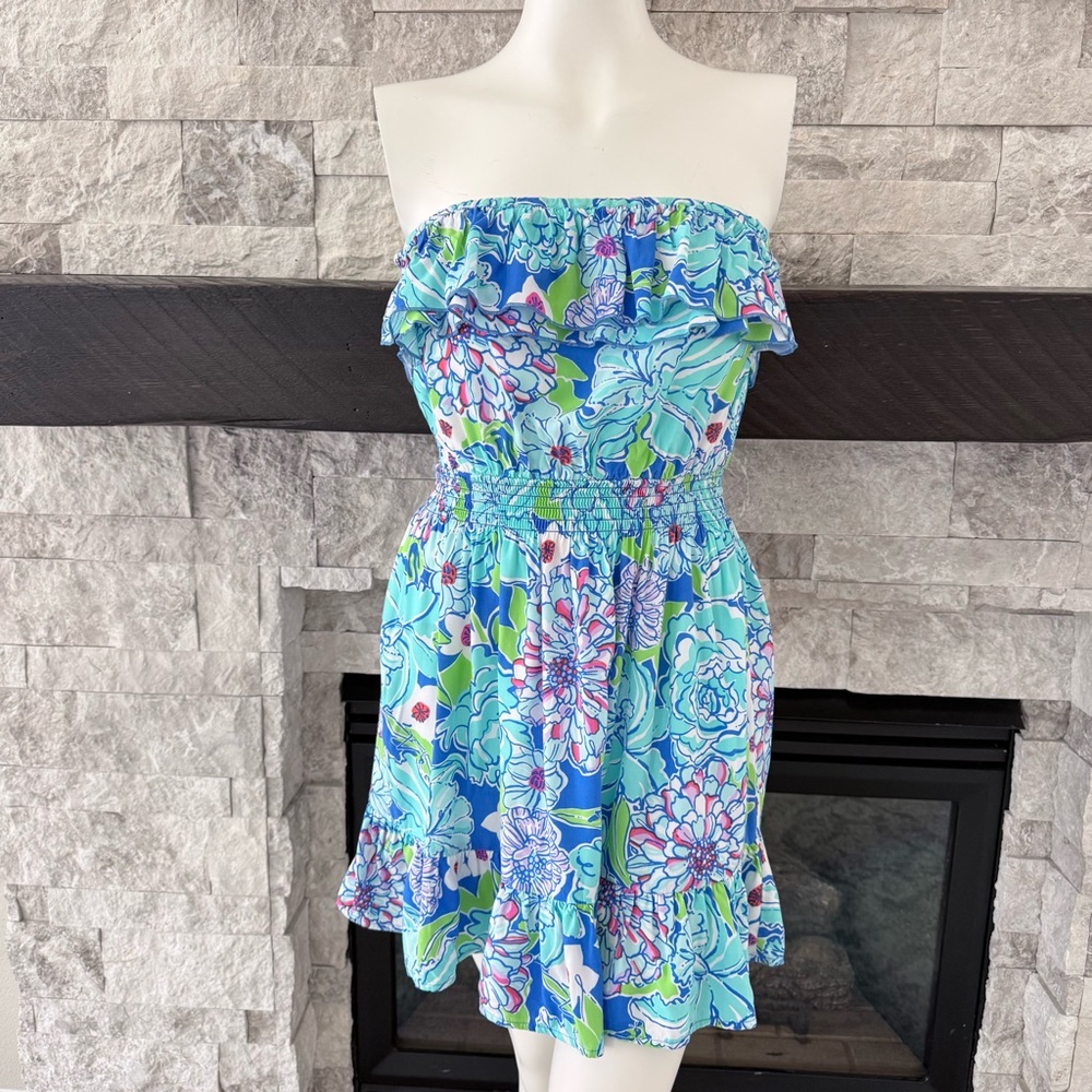 Lilly Pulitzer Quincy Worth Strapless Floral Mini Dress in Smocked Waist Size S